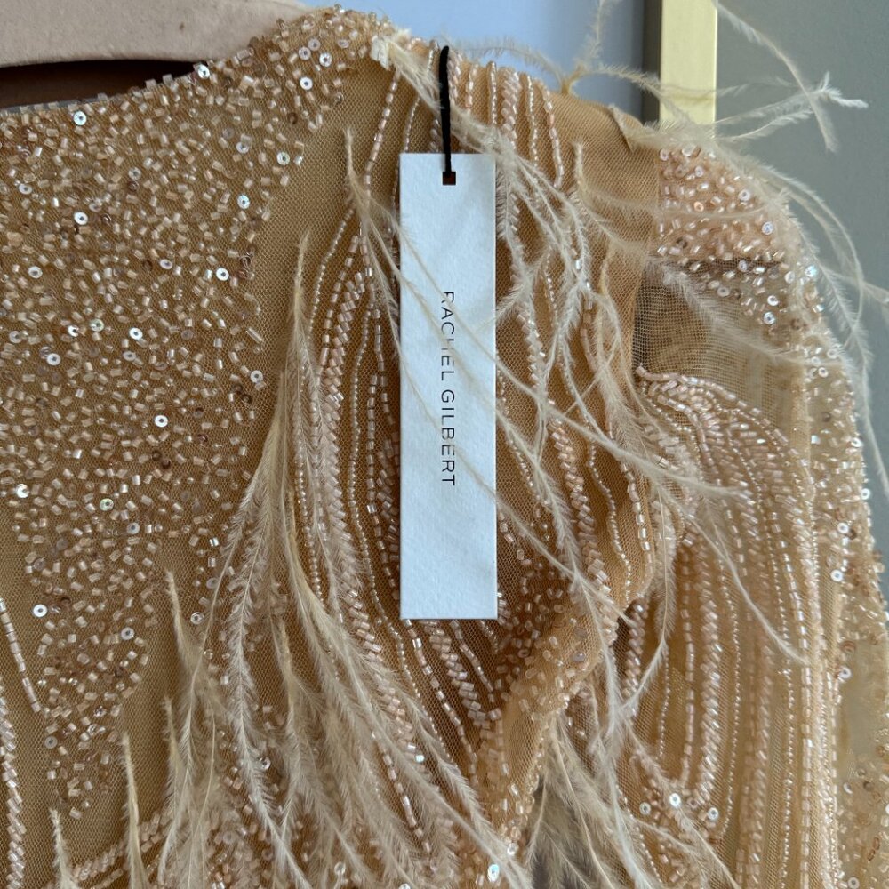 NWT Rachel Gilbert Embellished Feather Mini Dress - Picture 6 of 7